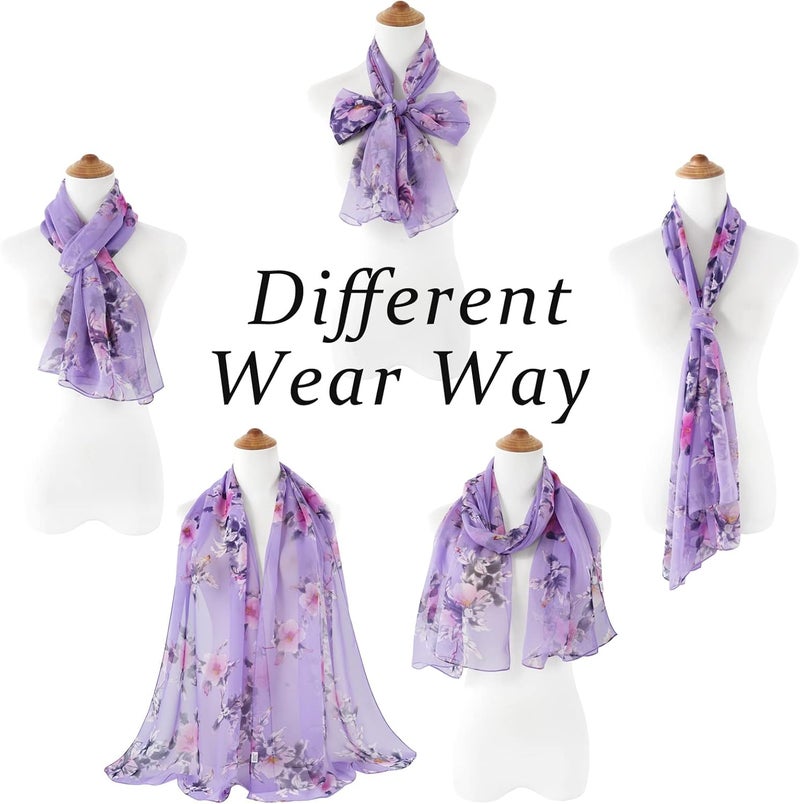 E-Clover Women Soft Floral Print Shawl Chiffon Sheer Scarf - Image 4